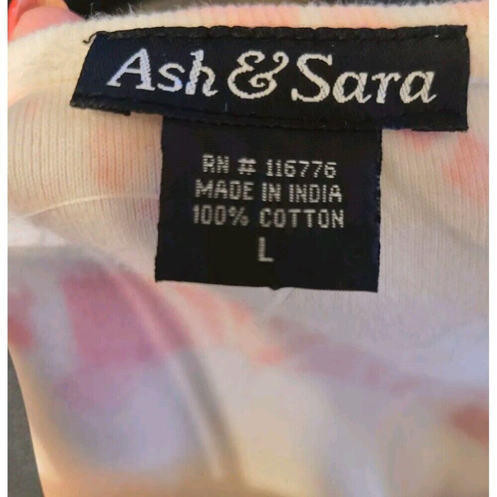 Ash & Sara White Pink Tie Dye Sleeveless Top Sequin Accents Sz Large New - Picture 3 of 4